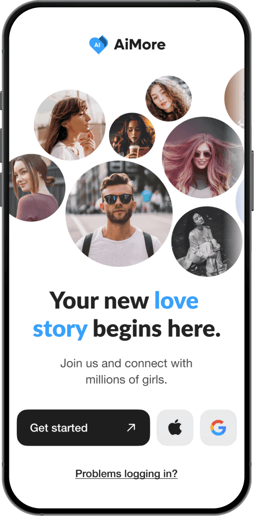 AiMore app onboarding screen with the Get Started button